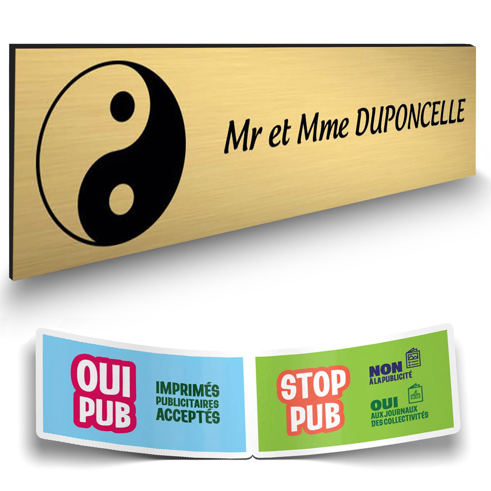 Plaque Boite aux Lettres Personnalisable - Plaque nom et symbole Boite aux Lettres + 1 Sticker Stop Pub Offert – Plaque Boite au