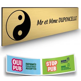 Plaque boite aux lettres format Decayeux CROIX BASQUE (100x25mm) or brossé lettres noires - 1 ligne