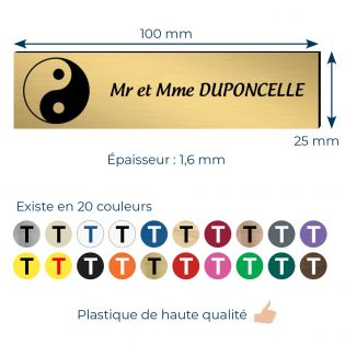 Plaque boite aux lettres format Decayeux CROIX BASQUE (100x25mm) or brossé lettres noires - 1 ligne