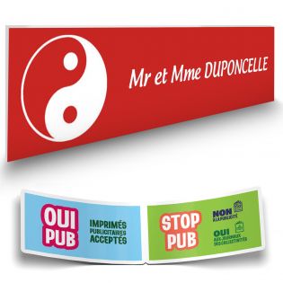 Plaque boite aux lettres format Decayeux CROIX BASQUE (100x25mm) rouge lettres blanches - 1 ligne