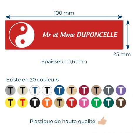Plaque boite aux lettres format Decayeux CROIX BASQUE (100x25mm) rouge lettres blanches - 1 ligne