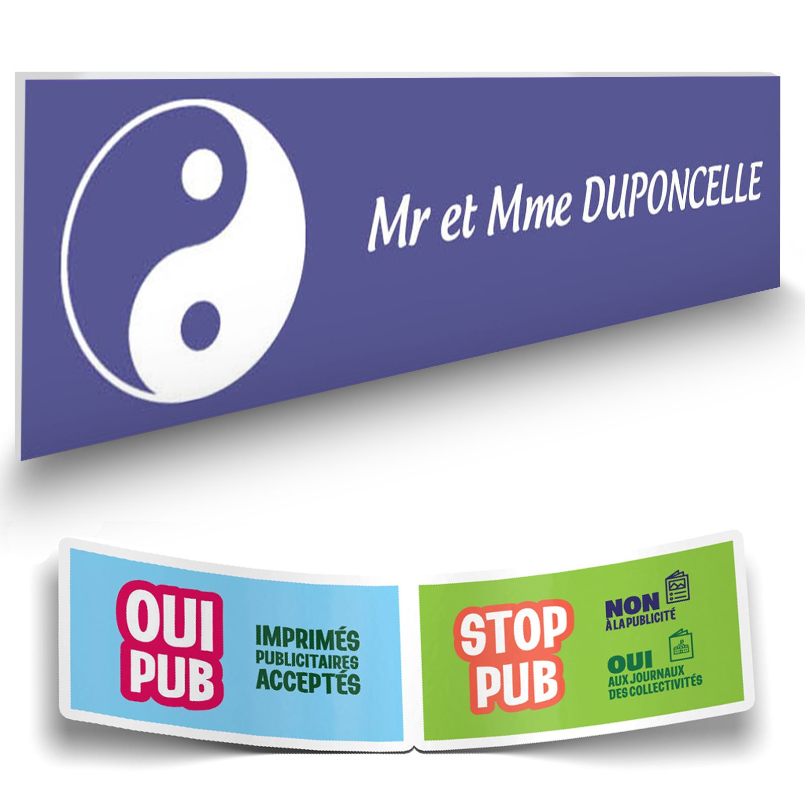 Plaque boite aux lettres format Decayeux CROIX BASQUE (100x25mm) violette lettres blanches - 1 ligne