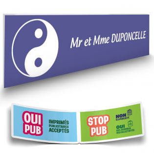 Plaque boite aux lettres format Decayeux CROIX BASQUE (100x25mm) violette lettres blanches - 1 ligne