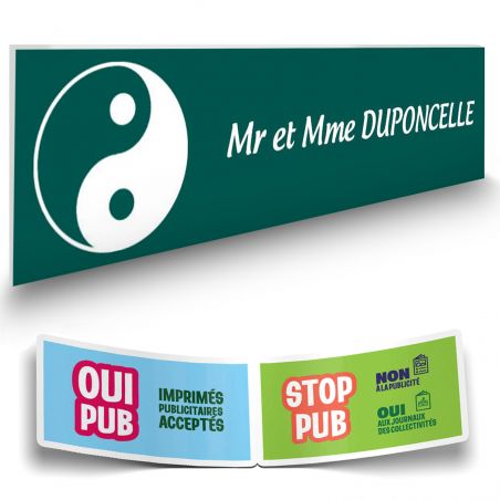 Plaque boite aux lettres format Decayeux CROIX BASQUE (100x25mm) vert foncé lettres blanches - 1 ligne