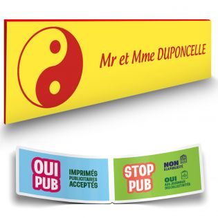Plaque boite aux lettres format Decayeux CROIX BASQUE (100x25mm) Jaune lettres rouges - 1 ligne