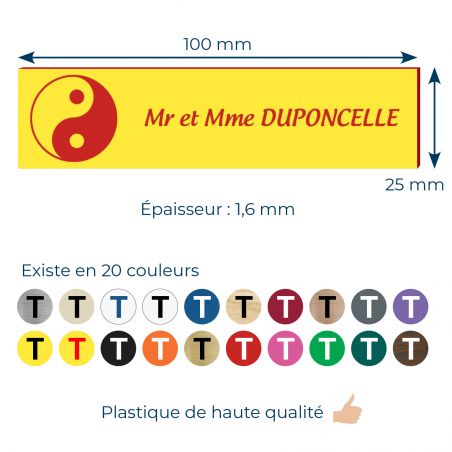 Plaque boite aux lettres format Decayeux CROIX BASQUE (100x25mm) Jaune lettres rouges - 1 ligne