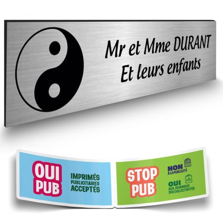 Plaque Boite aux Lettres Personnalisable - Plaque nom et symbole Boite aux Lettres + 1 Sticker Stop Pub Offert – Plaque Boite au