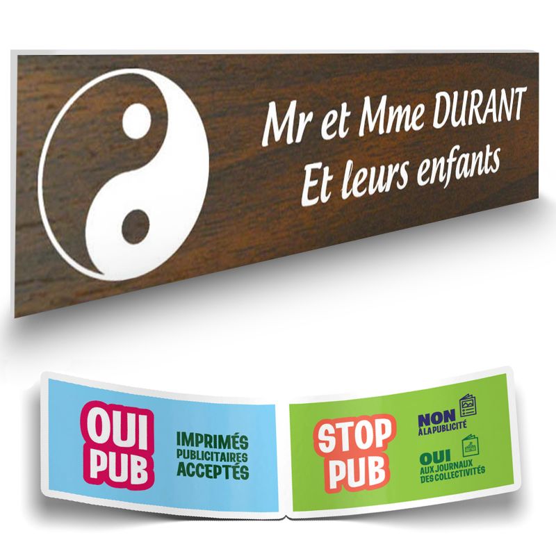 Plaque boite aux lettres format Decayeux CROIX BASQUE (100x25mm) effet bois foncé lettres blanches - 2 lignes Plaque boite aux lettres format Decayeux CROIX BASQUE (100x25mm) effet bois foncé lettres blanches - 2 lignes