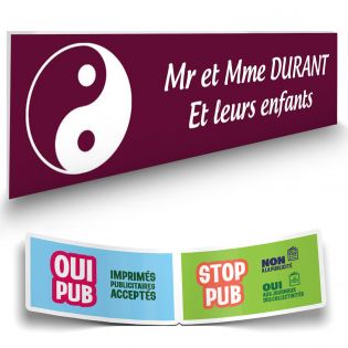Plaque Boite aux Lettres Personnalisable - Plaque nom et symbole Boite aux Lettres + 1 Sticker Stop Pub Offert – Plaque Boite au