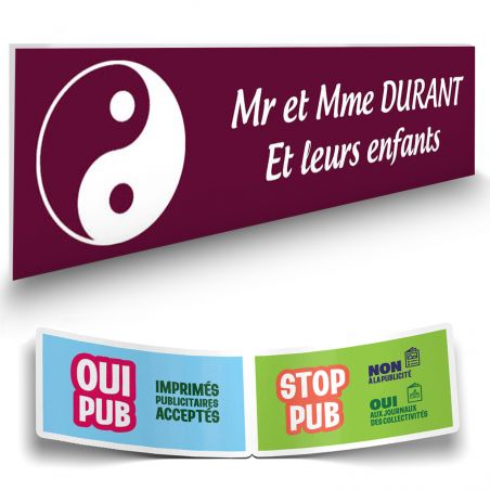 Plaque Boite aux Lettres Personnalisable - Plaque nom et symbole Boite aux Lettres + 1 Sticker Stop Pub Offert – Plaque Boite au