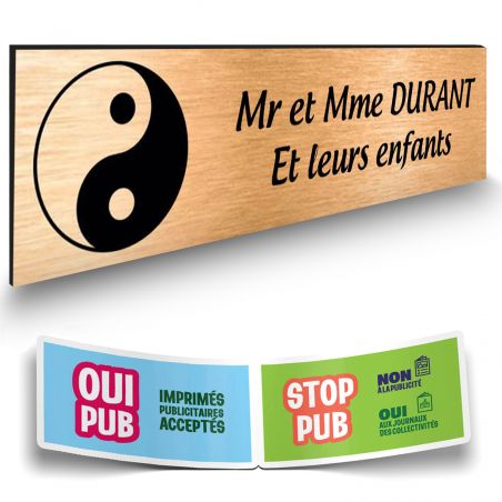 Plaque boite aux lettres format Decayeux CROIX BASQUE (100x25mm) cuivre lettres noires - 2 lignes