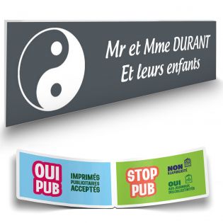 Plaque boite aux lettres format Decayeux CROIX BASQUE (100x25mm) grise lettres blanches - 2 lignes