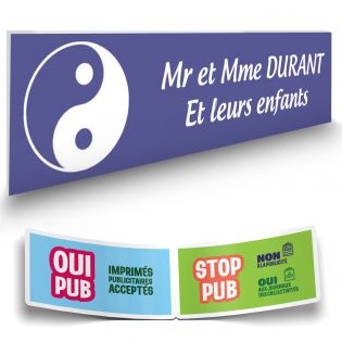 Plaque boite aux lettres format Decayeux CROIX BASQUE (100x25mm) violette lettres blanches - 2 lignes