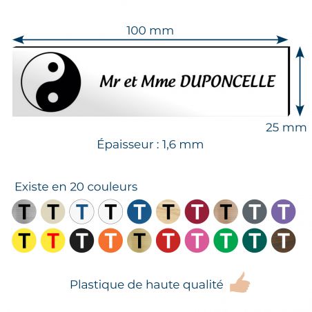 Plaque boite aux lettres format Decayeux CROIX BASQUE (100x25mm) blanche lettres noires - 2 lignes