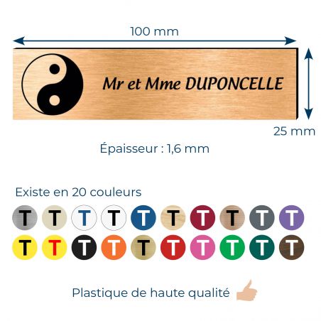 Plaque boite aux lettres format Decayeux CROIX BASQUE (100x25mm) cuivre lettres noires - 2 lignes