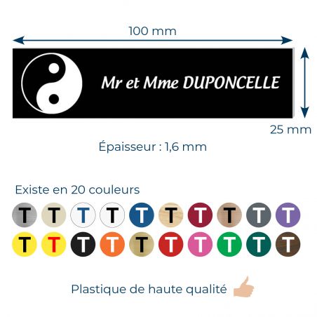 Plaque boite aux lettres format Decayeux CROIX BASQUE (100x25mm) noire lettres blanches - 3 lignes