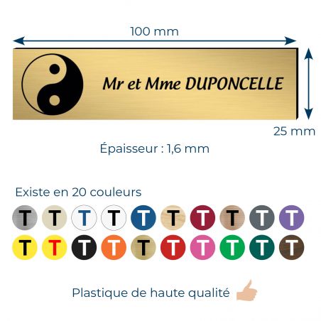 Plaque boite aux lettres format Decayeux CROIX BASQUE (100x25mm) or brossé lettres noires - 3 lignes