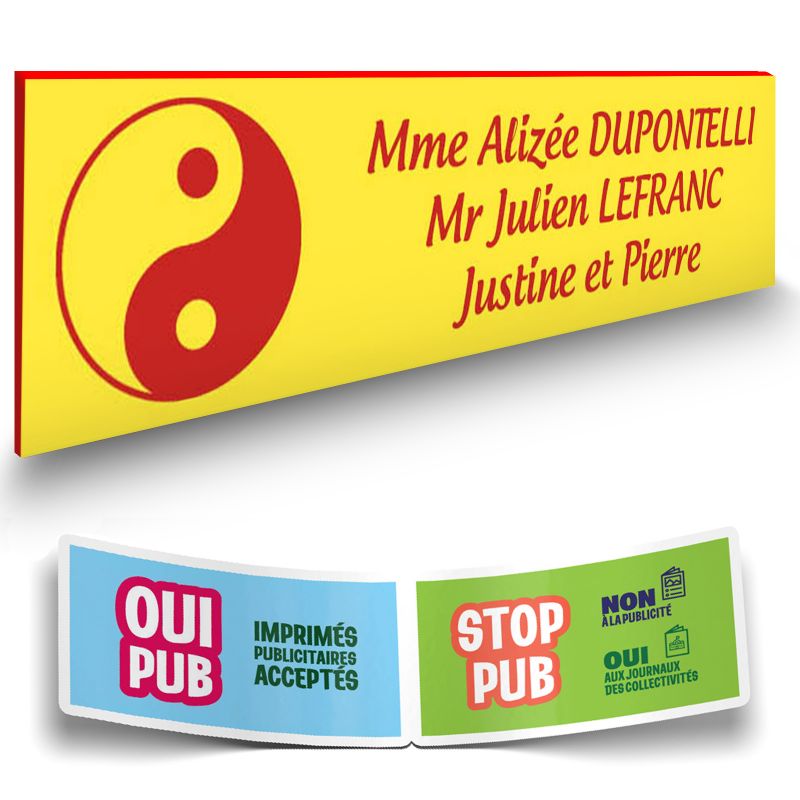 Plaque boite aux lettres format Decayeux CROIX BASQUE (100x25mm) Jaune lettres rouges - 3 lignes Plaque boite aux lettres format Decayeux CROIX BASQUE (100x25mm) Jaune lettres rouges - 3 lignes