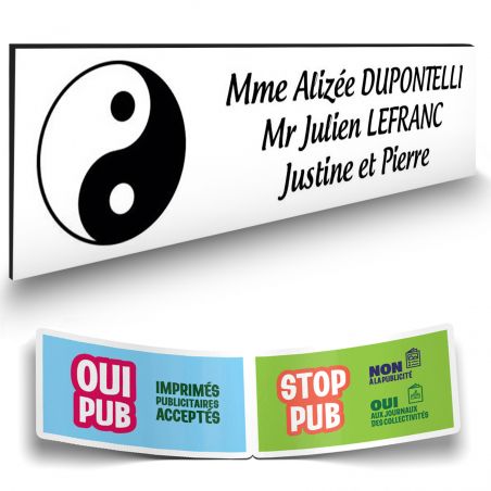 Plaque boite aux lettres format Decayeux CROIX BASQUE (100x25mm) blanche lettres noires - 3 lignes