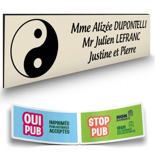 Plaque Boite aux Lettres Personnalisable - Plaque nom et symbole Boite aux Lettres + 1 Sticker Stop Pub Offert – Plaque Boite au
