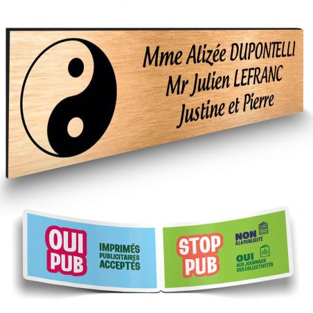 Plaque boite aux lettres format Decayeux CROIX BASQUE (100x25mm) cuivre lettres noires - 3 lignes