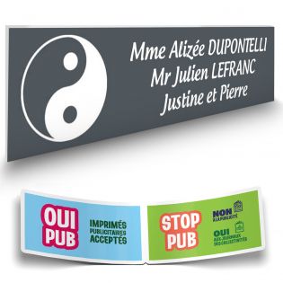 Plaque Boite aux Lettres Personnalisable - Plaque nom et symbole Boite aux Lettres + 1 Sticker Stop Pub Offert – Plaque Boite au