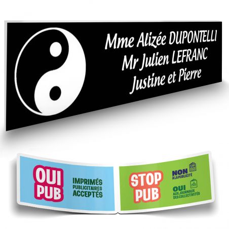 Plaque boite aux lettres format Decayeux CROIX BASQUE (100x25mm) noire lettres blanches - 3 lignes