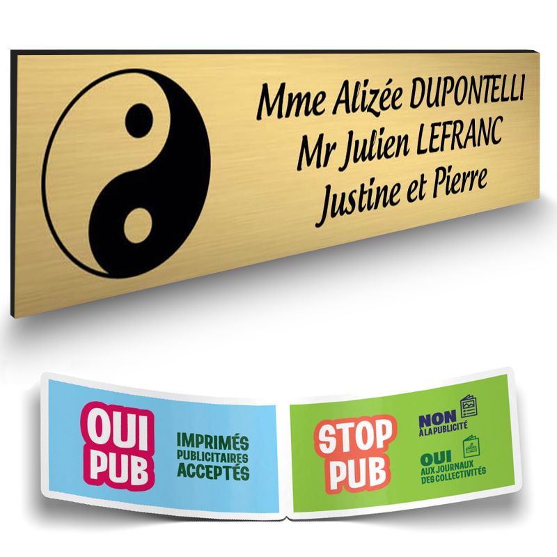Plaque boite aux lettres format Decayeux CROIX BASQUE (100x25mm) or brossé lettres noires - 3 lignes Plaque boite aux lettres format Decayeux CROIX BASQUE (100x25mm) or brossé lettres noires - 3 lignes