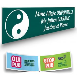 Plaque boite aux lettres format Decayeux CROIX BASQUE (100x25mm) vert foncé lettres blanches - 3 lignes