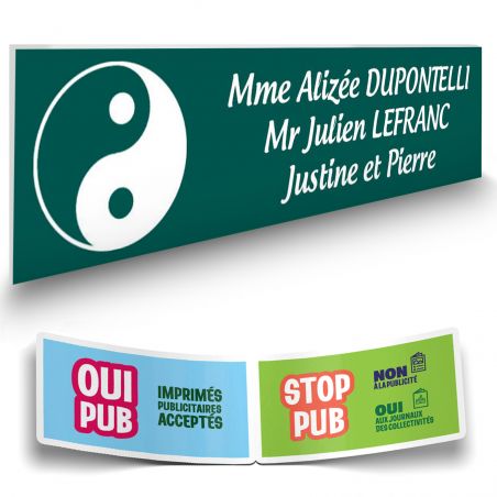 Plaque boite aux lettres format Decayeux CROIX BASQUE (100x25mm) vert foncé lettres blanches - 3 lignes