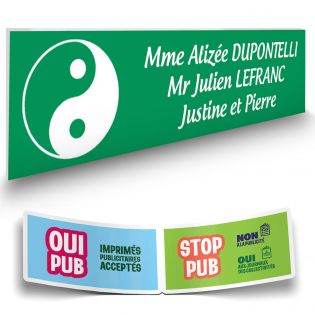 Plaque Boite aux Lettres Personnalisable - Plaque nom et symbole Boite aux Lettres + 1 Sticker Stop Pub Offert – Plaque Boite au