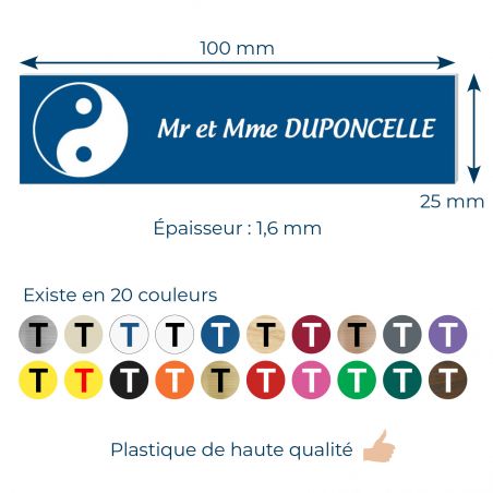 Plaque boite aux lettres format Decayeux CROIX BASQUE (100x25mm) bleue lettres blanches - 3 lignes