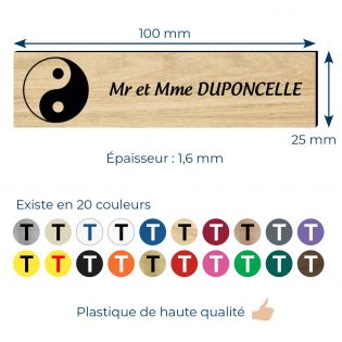 Plaque boite aux lettres format Decayeux CROIX BASQUE (100x25mm) effet bois clair lettres noires - 3 lignes