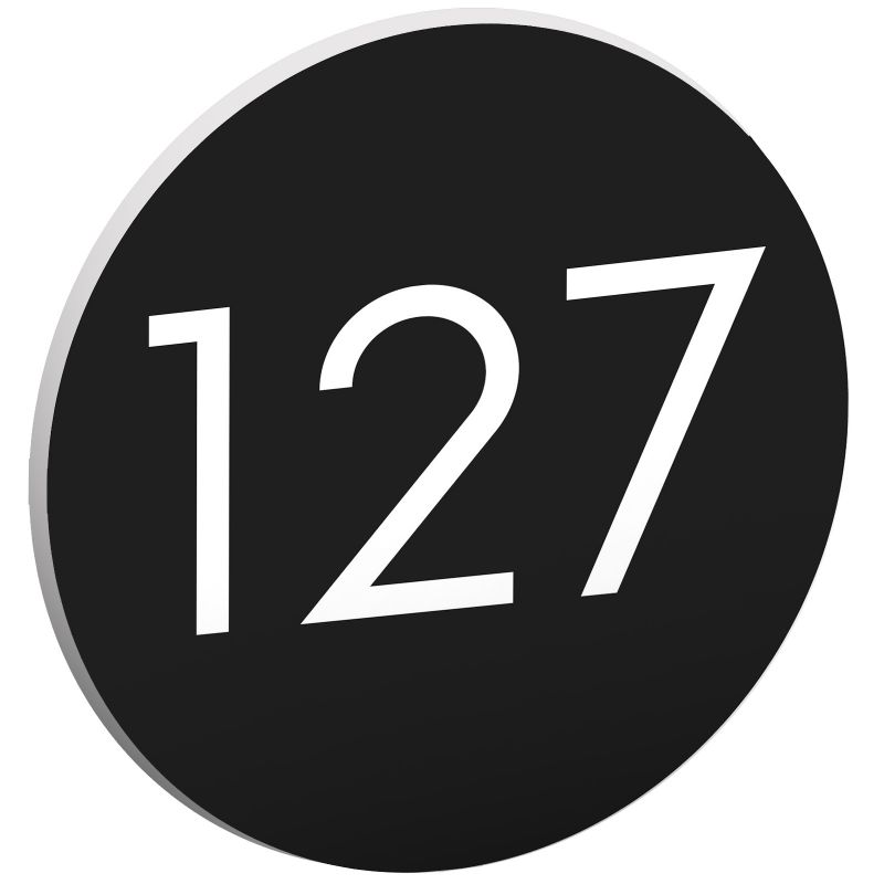 Numéro pour boite aux lettres personnalisable format rond diamètre 40 mm couleur noir chiffres blancs Numéro pour boite aux lettres personnalisable format rond diamètre 40 mm couleur noir chiffres blancs