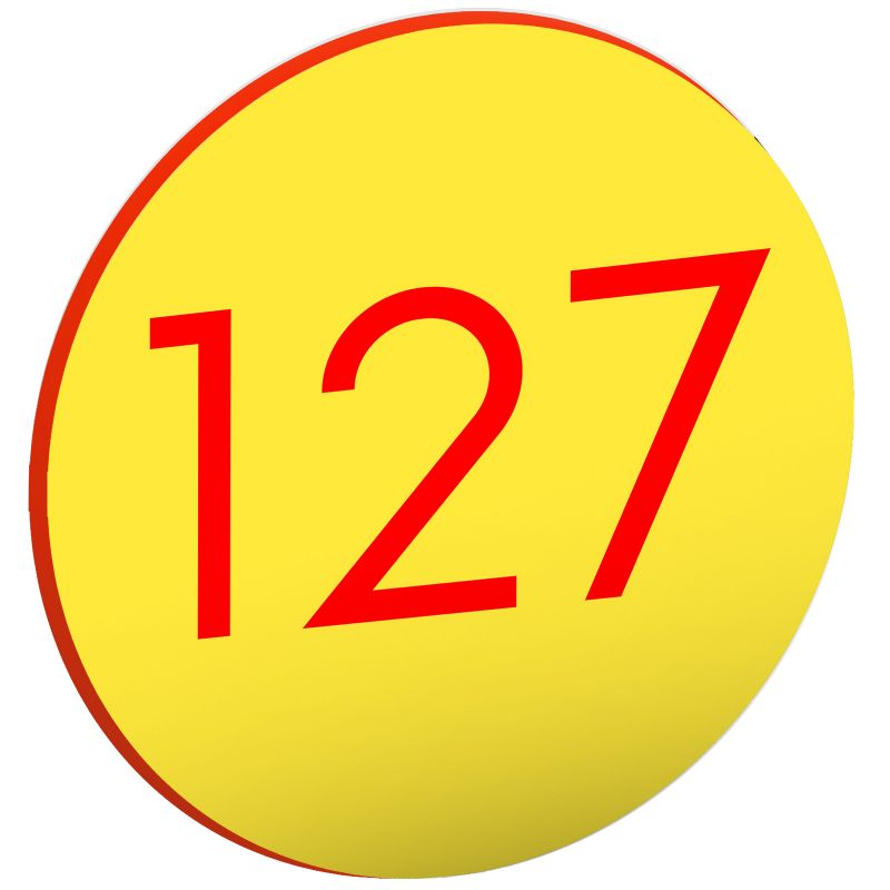 Numéro pour boite aux lettres personnalisable format rond diamètre 40 mm couleur jaune chiffres rouges Numéro pour boite aux lettres personnalisable format rond diamètre 40 mm couleur jaune chiffres rouges