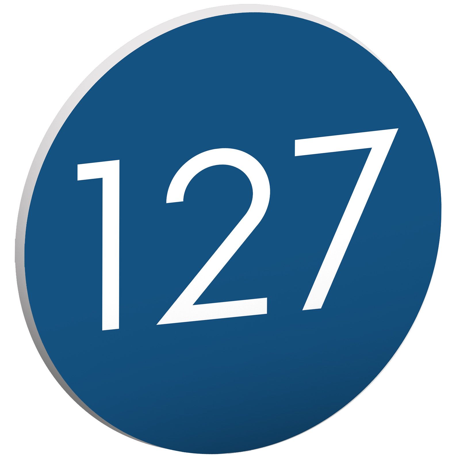 Numéro pour boite aux lettres personnalisable format rond diamètre 40 mm couleur bleu chiffres blancs