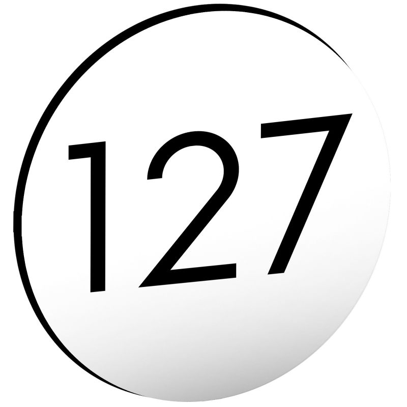 Numéro pour boite aux lettres personnalisable format rond diamètre 40 mm couleur blanc chiffres noirs Numéro pour boite aux lettres personnalisable format rond diamètre 40 mm couleur blanc chiffres noirs