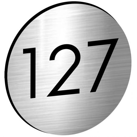 Numéro pour boite aux lettres personnalisable format rond diamètre 40 mm couleur gris argent chiffres noirs