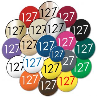 Numéro pour boite aux lettres personnalisable format rond diamètre 40 mm couleur gris chiffres blancs