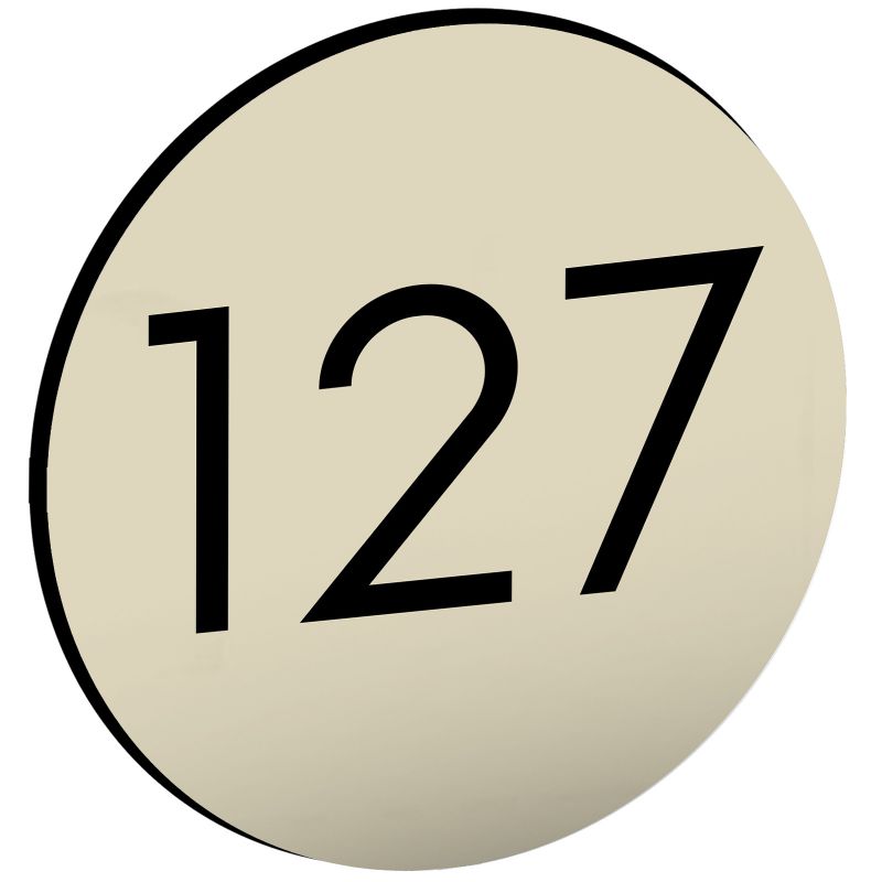 Numéro pour boite aux lettres personnalisable format rond diamètre 60 mm couleur beige chiffres noirs Numéro pour boite aux lettres personnalisable format rond diamètre 60 mm couleur beige chiffres noirs