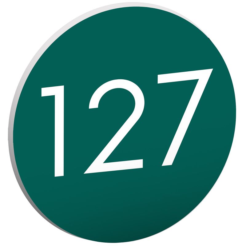 Numéro pour boite aux lettres personnalisable format rond diamètre 60 mm couleur vert foncé chiffres blancs Numéro pour boite aux lettres personnalisable format rond diamètre 60 mm couleur vert foncé chiffres blancs