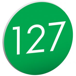 Numéro pour boite aux lettres personnalisable format rond diamètre 60 mm couleur vert pomme chiffres blancs
