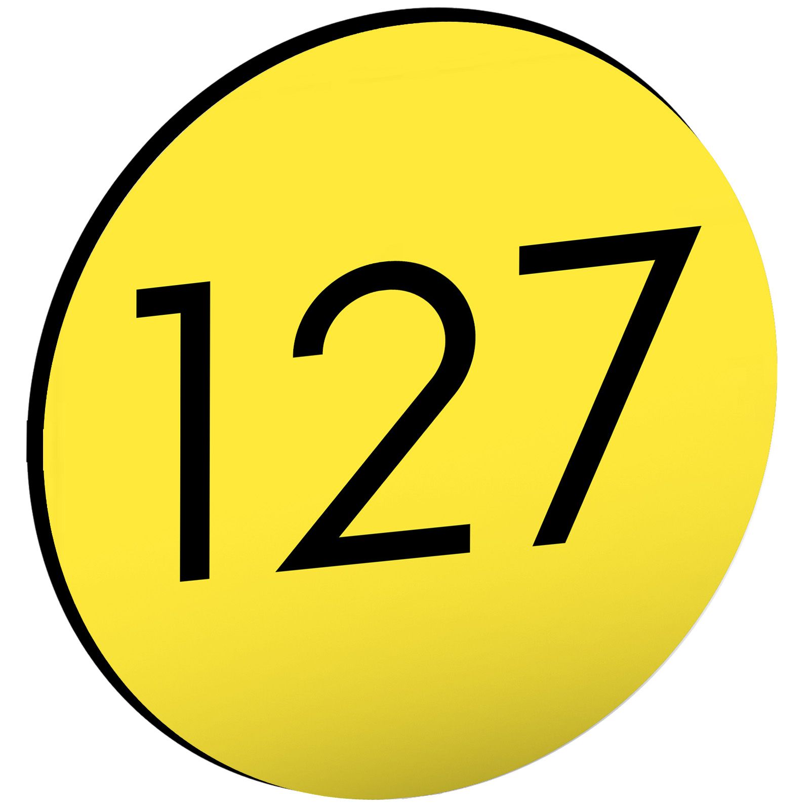 Numéro pour boite aux lettres personnalisable format rond diamètre 60 mm couleur jaune chiffres noirs