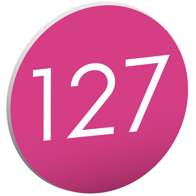 Numéro pour boite aux lettres personnalisable format rond diamètre 60 mm couleur rose chiffres blancs Numéro pour boite aux lettres personnalisable format rond diamètre 60 mm couleur rose chiffres blancs