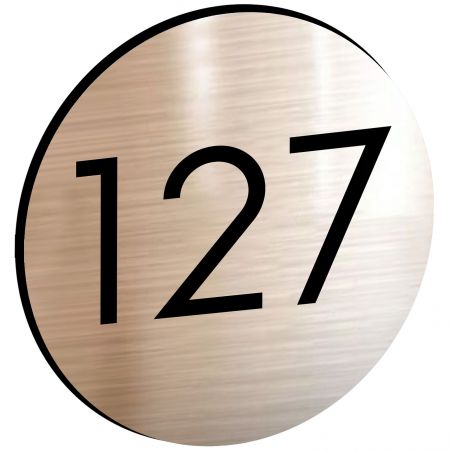 Numéro pour boite aux lettres personnalisable format rond diamètre 60 mm couleur cuivre chiffres noirs