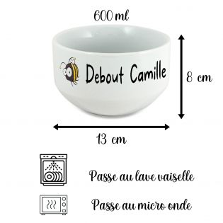 Personalized animal model breakfast bowl with a first name