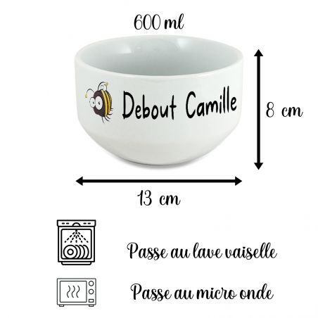 Personalized animal model breakfast bowl with a first name