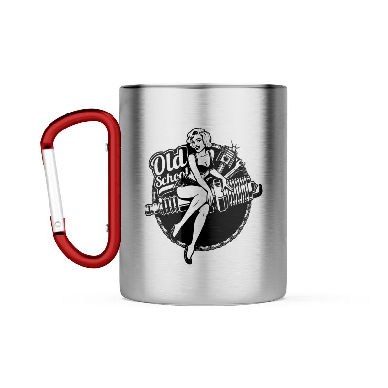 Tasse à café double paroi en inox avec Mousqueton personnalisable avec texte, photo et logo · 33 cl Tasse à café double paroi en inox avec Mousqueton personnalisable avec texte, photo et logo · 33 cl