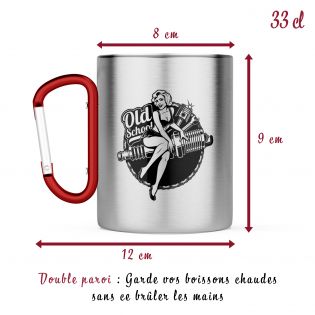 Mug Inox double paroi et mousqueton personnalisable avec texte, photo et logo · 33 cl