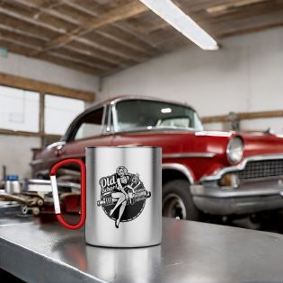 Tasse à café double paroi en inox avec Mousqueton personnalisable avec texte, photo et logo · 20 cl